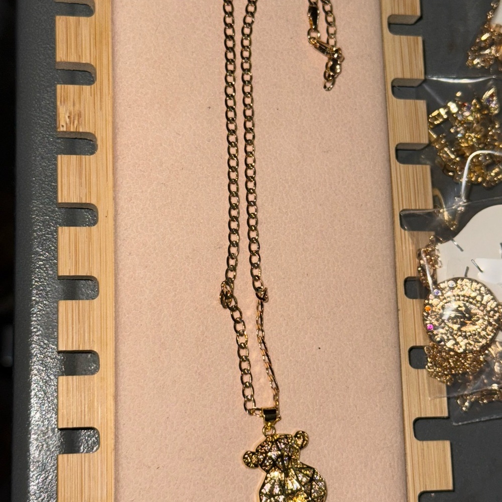 Teddy bear Chic Gold Pendant Necklace
